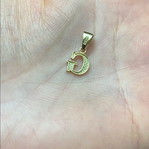 10k Solid Gold Mini Initial Letter G Pendant Small